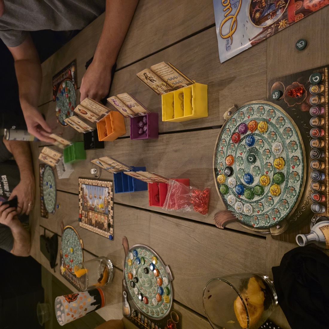 Friends around the table mid-game